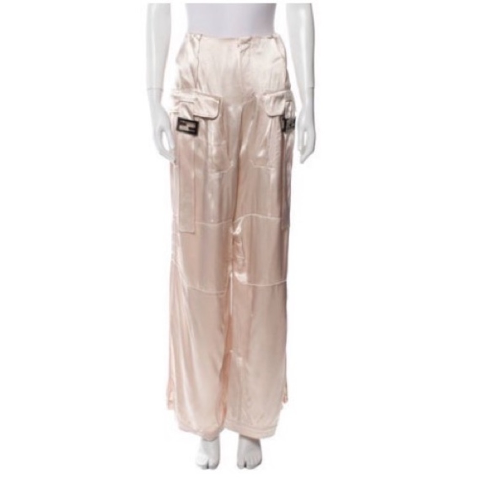Fendi FF Baguette Buckle Embellished Satin Cargo Pants - Picture 13 of 17